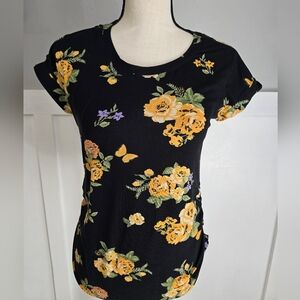 Jolie & Joy Floral Black Women's Top Sz M